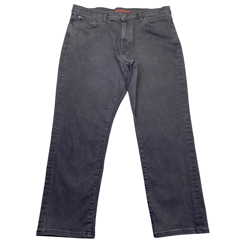 Lucky Brand 410 Athletic Straight Black Jeans Mens Sz 36 Faded Denim Grunge